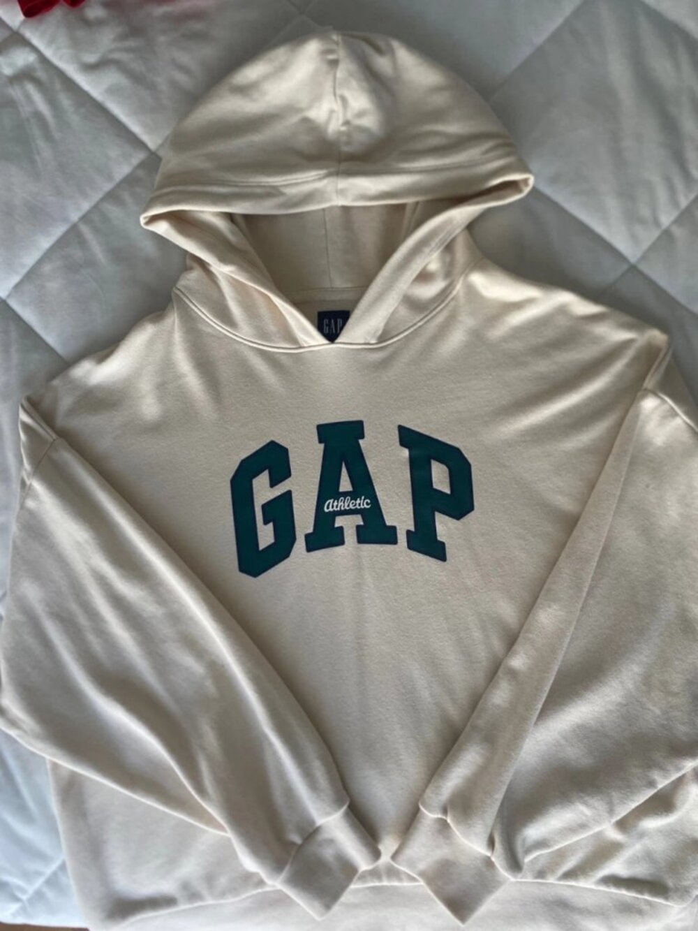 Cream Pullover Hoodie with Front Logo Size M